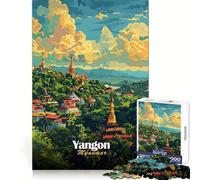 Yangon, Myanmar Cityscape Jigsaw for Teenagers 1000 Pieces Brain Exercise Peaceful Recreation Precision Cut Great Gift (38x52cm)