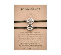 YangQian Anniversary Birthday Gifts for Fiance Matching Heart Bracelet Gift for Fiance Gifts for Him To My Fiance Bracelet for Wedding Engagement Gift Idea