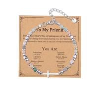 YangQian Catholic Christian Religious Gifts for Men Women God Son Daughter Communion Confirmation Christening Baptism Cross Bracelet, S, Zinc, no gemstone