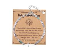 YangQian Catholic Christian Religious Gifts for Men Women God Son Daughter Communion Confirmation Christening Baptism Cross Bracelet, S, Zinc, no gemstone