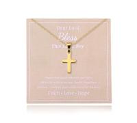 YangQian Christian Christmas Cross Necklace for God Son Daughter Catholic Religious Birthday Gift Baptism Communion Confirmation Gift, Zinc, No Gemstone