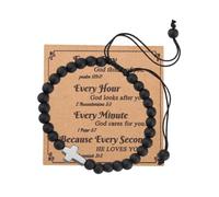 YangQian Christian Gifts for Men Cross Bracelet to Confirmation Communion Baptism Gifts for Son Grandson Husband Dad Religious Gift, S, Stone, no gemstone