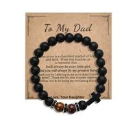 YangQian Dad Gifts for Birthday Father Day Gifts for Dads Bracelet for Men Natural Stone Bracelet for Daddy Tiger Eye Bracelets, S, Stone, no gemstone
