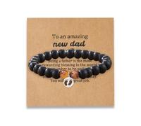 YangQian Father Day Gifts for New Dad Birthday Gifts for Dad to Be Gift for Daddy Natural Stone Bracelet with Feet Print Gift, S, Stone, no gemstone