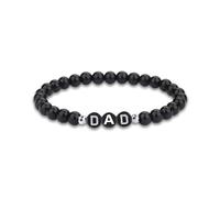 YangQian Father's Day Gifts for Dad Birthday Gift from Daughter Son Daddy Black Bead Bracelet Gifts for Dads Who Have Everything Elastic Natural Stone Bracelet for Dad
