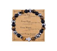 YangQian God Bless You Gifts for Women Men Faith Cross Bracelet Communion Confirmation Christening Baptism Gift for Godson Goddaughter, S, Zinc, no gemstone