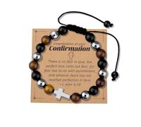 YangQian God Bless You Gifts for Women Men Faith Cross Bracelet Communion Confirmation Christening Baptism Gift for Godson Goddaughter, S, Zinc, no gemstone