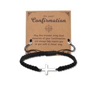 YangQian God Bless You Gifts for Women Men Faith Cross Bracelet Communion Confirmation Christening Baptism Gift for Godson Goddaughter, S, Zinc, no gemstone