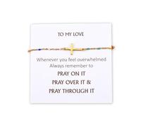YangQian God Bless You Gifts for Women Men Faith Cross Bracelet Communion Confirmation Christening Baptism Gift for Godson Goddaughter, S, Zinc, no gemstone