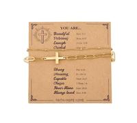 YangQian God Bless You Gifts for Women Men Faith Cross Bracelet Communion Confirmation Christening Baptism Gift for Godson Goddaughter, S, Zinc, no gemstone