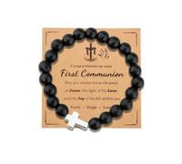 YangQian God Bless You Gifts for Women Men Faith Cross Bracelet Communion Confirmation Christening Baptism Gift for Godson Goddaughter, S, Zinc, no gemstone