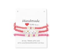 YangQian Inspirational Bracelet Gifts for Women Beaded Smile Letter Stretch Bracelet for Mom Daughter Birthday Gifts for Friends Female Motivational Layered Bracelets for Women