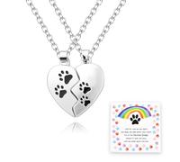 YangQian Matching Heart Necklaces with Paw Prints Gifts for Loss of Pet Dog Passing Away Gifts for Friends Female Family Coworker Birthday Gift Idea