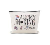 YangQian Medicine Bag Gifts for Women Nurse Practitioner Birthday Christmas Gifts for Women Pharamacist Patient Med Bag Organizer Pouch with Zipper, All My Fuking Meds Makeup Bag for Travel
