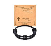 YangQian Religious Christian Gifts for Men Teen Boys Catholic Rosary Beaded Cross Bracelet for Dad Son Birthday Christmas Gift Ideas, S, Zinc, no gemstone