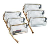 YANGROW 4Pcs Waterproof Cosmetic Bags PVC Transparent Zippered Toiletry Bag with Handle Strap Portable Clear Makeup Bag Pouch for Bathroom, Vacation and Organizing…, 7.9x3.1x4.1 inch, Fashion