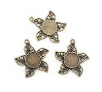 Yangshe 100pcs Antique Bronze Five Point Flower Cabochon Base Cameo Setting Charms Pendant