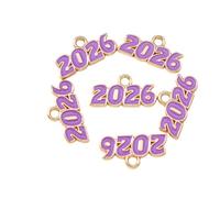 Yangshe 2026 Charms Mixed 100pcs New Enamel 2026 Year Charm for Earring Necklace Class Number Pendant Diy Jewelry Making Accessories for Craft DIY Jewelry Making(Style 3)