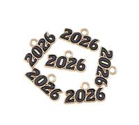 Yangshe 2026 Charms Mixed 100pcs New Enamel 2026 Year Charm for Earring Necklace Class Number Pendant Diy Jewelry Making Accessories for Craft DIY Jewelry Making(Style 4)