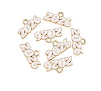 Yangshe 2026 Charms Mixed 100pcs New Enamel 2026 Year Charm for Earring Necklace Class Number Pendant Diy Jewelry Making Accessories for Craft DIY Jewelry Making(Style 1)