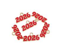 Yangshe 2026 Charms Mixed 100pcs New Enamel 2026 Year Charm for Earring Necklace Class Number Pendant Diy Jewelry Making Accessories for Craft DIY Jewelry Making(Style 2)