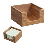 Yangshe 2pcs Acacia Wood Sticky Note Holder for Desk, Rustic Business Card Box Post It Note Dispenser
