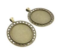 Yangshe 30pcs 35mm Antique Bronze Silver Vintage Flower Cabochon Base Settings Pendant