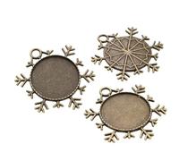 Yangshe 50pcs 25mm Antique Silver Snowflake Cabochon Base Settings for Jewelry Making