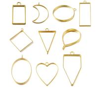 Yangshe 8 Sets Geometric Charm Hollow Glue Pendant Tray Bezel for DIY Bracelet Necklace