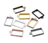 Yangshe 8 Sets Geometric Charm Hollow Glue Pendant Tray Bezel for DIY Bracelet Necklace
