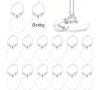 Yangshe Acrylic Wine Glass Rings 30Pcs, Clear Round Drink Markers for Party | Identify your glass instantly with clear acrylic rings, perfect for weddings and parties.