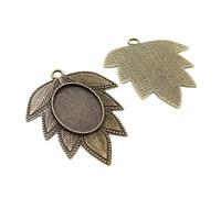 Yangshe Antique Silver Black Bronze Leaf Cameo Cabochon Base Settings 40pcs