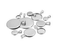 Yangshe Bezel Pendant Trays 100pcs Fit 10 12 16 20 30mm Stainless Steel BlankCabochon Cameo Base Tray Bezels Pendant Charms(Steel 20mm)