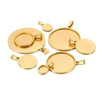 Yangshe Bezel Pendant Trays 30pcs 10/15/16/18/20/30/35/40mm Cabochon Cameo Base Tray Bezel Blank Necklace Pendant For DIY Jewelry Making(Gold,30mm)