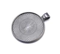 Yangshe Bezel Pendant Trays 50PCS Double Sided Pendant Cabochon Base 25/30mm Plated Bezels Blank TrayFor Necklaces Keychains Diy Jewelry Making(Drak black,30mm)