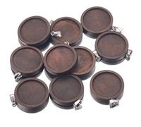 Yangshe Brown Wood Necklace Pendants 40pcs Cabochon Base Tray Bezel Blanks for Jewelry Making