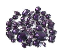 Yangshe Jewels for Crafts 100pcs Mixed Shapes Glass Crystal Red Sew on Rhinestones with Silver Claw Sewing Stones Strass DIY Clothing Shoes Accessories for Party Craft Decoration(Amethyst)