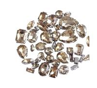 Yangshe Jewels for Crafts 100pcs Mixed Shapes Glass Crystal Red Sew on Rhinestones with Silver Claw Sewing Stones Strass DIY Clothing Shoes Accessories for Party Craft Decoration(Lt.Coffee)