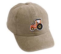 YANGSHINE 1PCS Toddler Sun Hat,Adjustable Cotton Toddler Cap,Breathable Cartoon Kids Baseball Cap,Cute Excavator Embroidery Kids Hats,Washed Vintage Cowboy Hat Caps for Boy Aged 3-10 Years(Khaki)