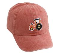 YANGSHINE 1PCS Toddler Sun Hat,Adjustable Cotton Toddler Cap,Breathable Cartoon Kids Baseball Cap,Cute Excavator Embroidery Kids Hats,Washed Vintage Cowboy Hat Caps for Boy Aged 3-10 Years(Pink)