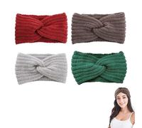 YANGSHINE 4PCS Crochet Knit Turban Headband Soft and Comfy Chunky Cable Knit Headwrap Stylish Winter Headbands for Women Cozy Crochet Knitted Headband for Women Winter Present(4 Colors)