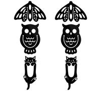 YANGSHINE 6 Pieces Assorted Cute Animal Book Markers Clip Set Hollow Out Black Cat Owl Moth Acrylic Bookmarks Page Clips for School Students Teachers Book Lovers (Cat Owl Moth)