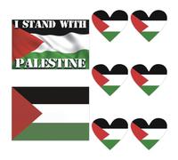 YANGSHINE 8 Pcs Palestine Flag Car Sticker,Self-Adhesive Vinyl Sticker PALESTINE Flag heart Decal for Car Bumper Window Laptop Waterproof Sticker,5.51x3.54inch