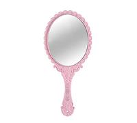YANGSHINE Vintage Handheld Mirror Makeup Mirror Oval Embossed Flower Vanity Mirror Antique Travel Compact Personal Cosmetic Mirror for Women Girls(Pink)