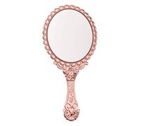 YANGSHINE Vintage Handheld Mirror Makeup Mirror Oval Embossed Flower Vanity Mirror Antique Travel Compact Personal Cosmetic Mirror for Women Girls(Rose gold)