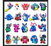 Yangsiw 20 Pcs Lilo&Stitch Shoe Charms,Garden Shoes Cartoon Decoration Shoe Charm Pack for Girs and Adult,Bracelet Wristband Charms Party Gifts