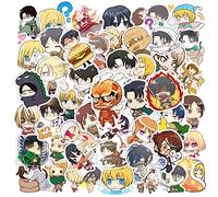 Yangsiw Attack On Titan Stickers for Laptop, Cars, Phone, Water Bottle, Skateboard, Suitcase, Guitar, Pad, Cute Anime Vinyl Stickers, Waterproof, Scrapbook Stickers 50pcs …