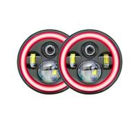 YANGTINGTING Car Headlight Headlamp Assembly For Land For Rover For Defender 90 110 LED Headlight With DRL/High Beam Red Angle Eyes 7'' Round Headlight Headlights Assembly(Red)