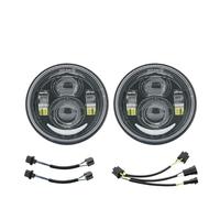 YANGTINGTING Motorcycle Headlight For Dyna Fat Bob FXDF Motorcycle Dual Double LED Headlights With DRL(Black With DRL)