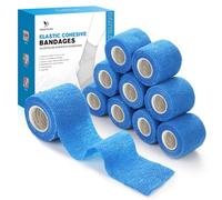 YANGTSUNG 9 Rolls of Self-Adhesive Elastic Bandage, 5cm x 4.5m Reusable Cohesive Bandage, Breathable, Waterproof Sports Strapping Tape for Wrist, Ankle, Pet Bandage Tape for Dogs & Horses, Blue